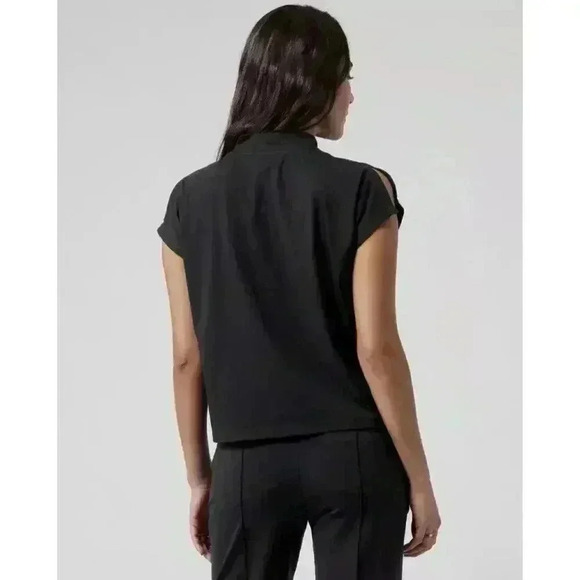 Athleta Away Mock Neck Tee Black Relaxed Lightweight Supima Cotton Blend Size M - Picture 3 of 8